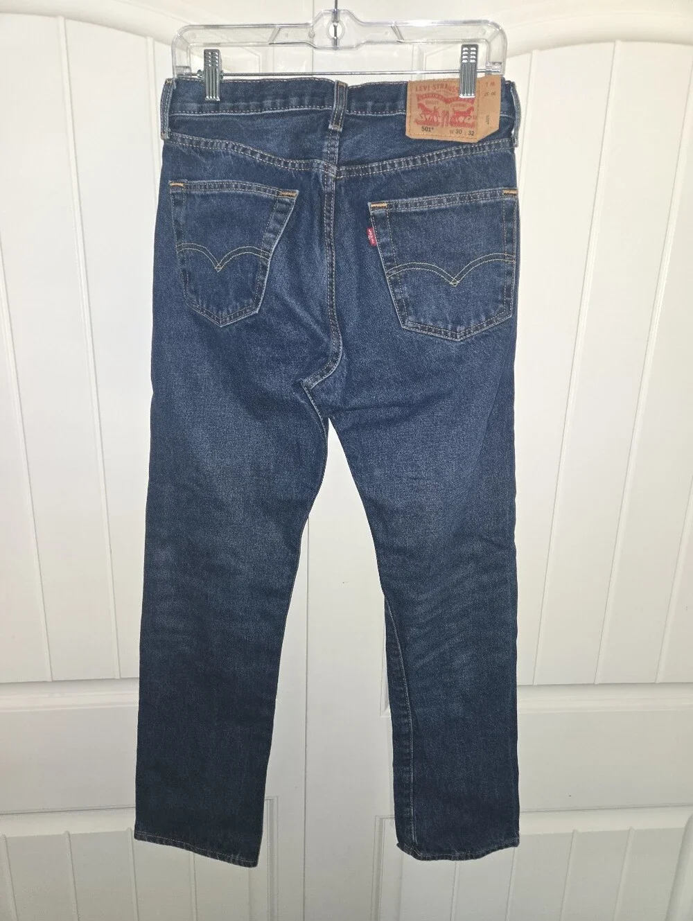 2 Pairs Of Levis 501's men’s button fly dark wash straight leg jeans 30x32